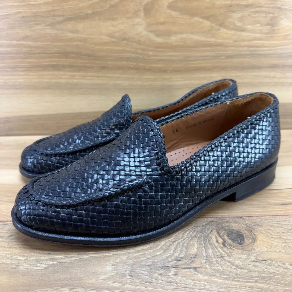 ET Wright Masters Collection Woven Loafers Mens 8 EE Black Leather Perf Modern